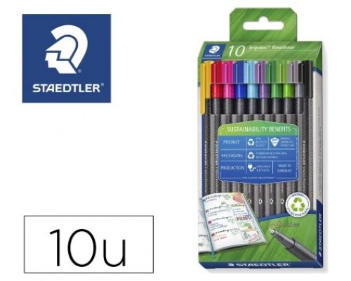 ESTUCHE ROTULADOR TRIPLUS FINELINER 334 ECO EDITION. 10 UNIDADES COLORES SURTIDOS STAEDTLER 334 RC10 (Espera 4 dias)